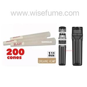 RAW Organic1 1/4 size classic cone (200PK)+cone filler grinder storage 3in1